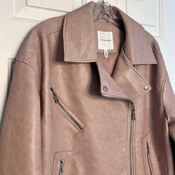 SOLD Avec Les Filles X Anthropologie Oversized Faux Leather Moto Jacket Large - Picture 6 of 15